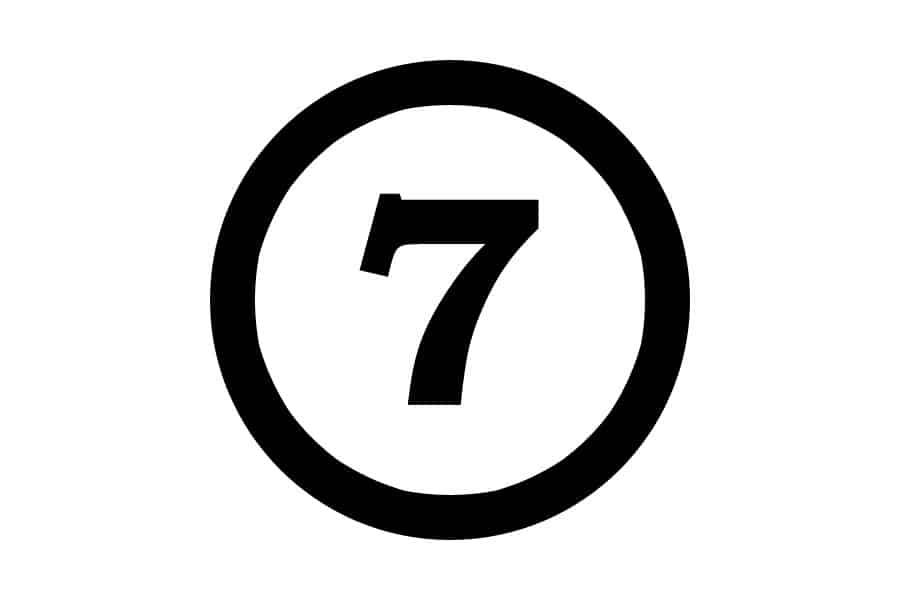 The number 7 in a circle
